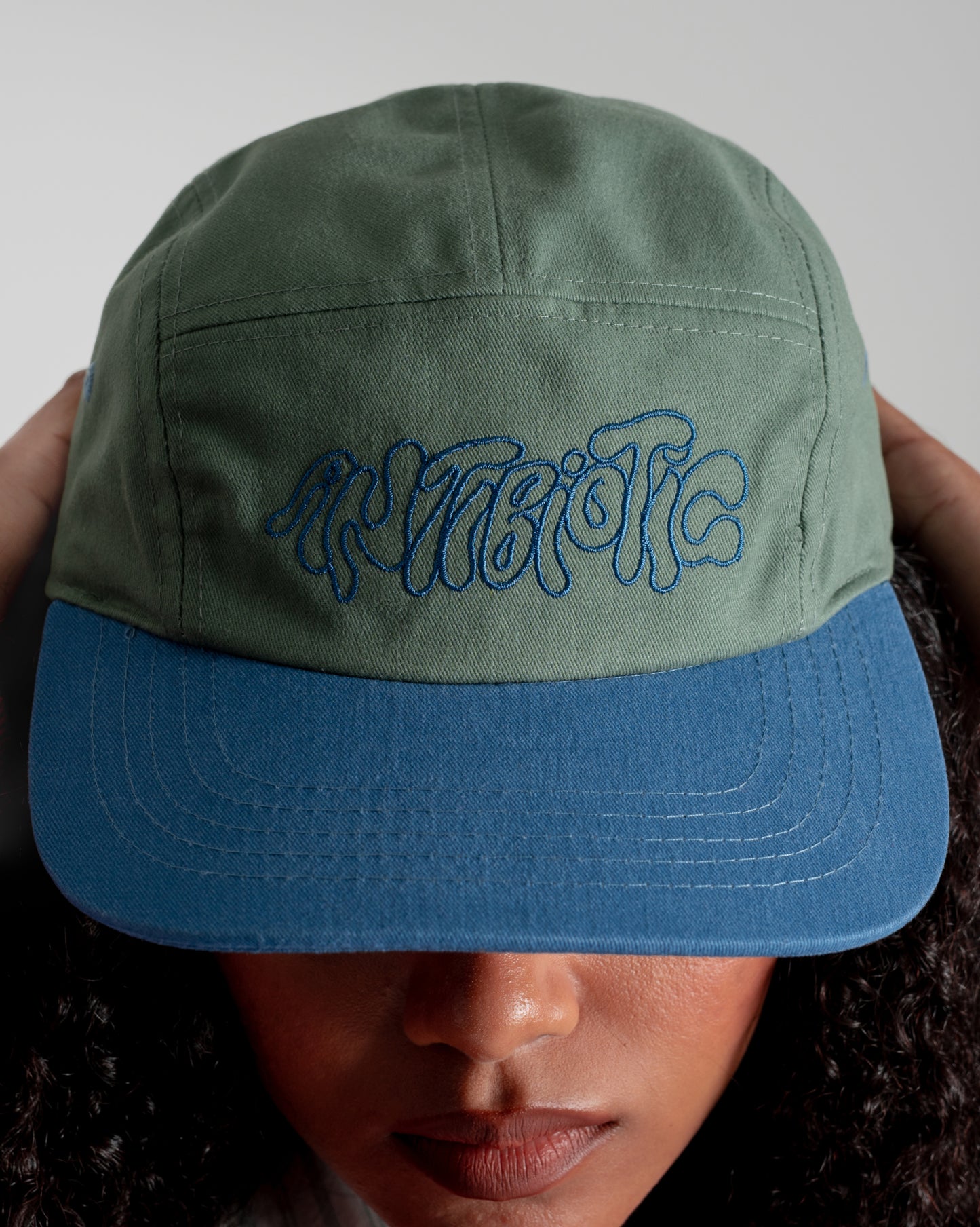 'Antibiotic' 5 Panel Camper Hat (Sage Green, Faded Blue, Rust)