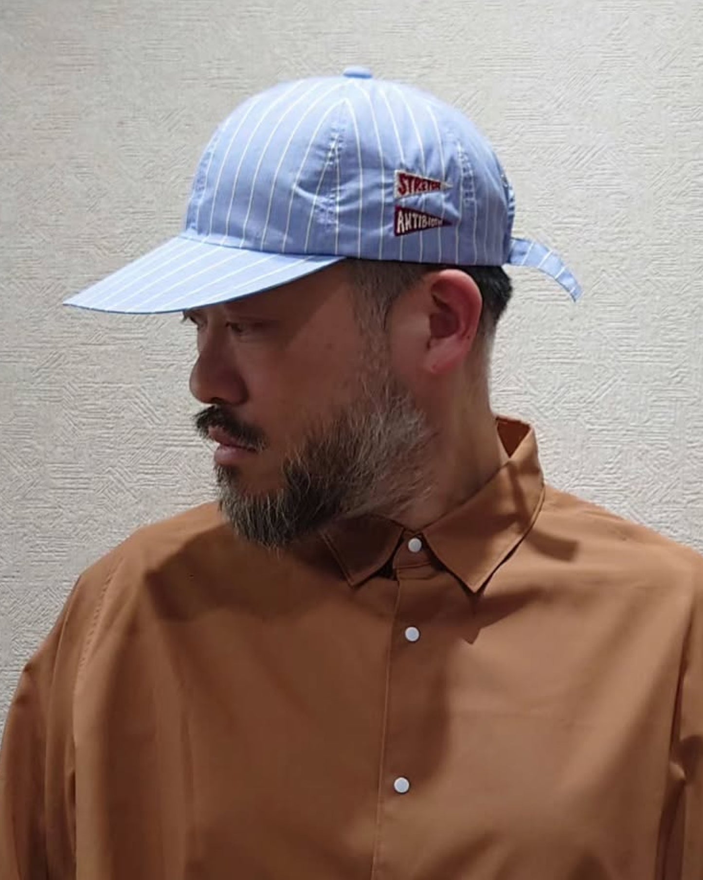 'TONY' Pick & Roll Hat - Stretch Four- Blue Pinstripe Supima Fabric (Made in Japan)
