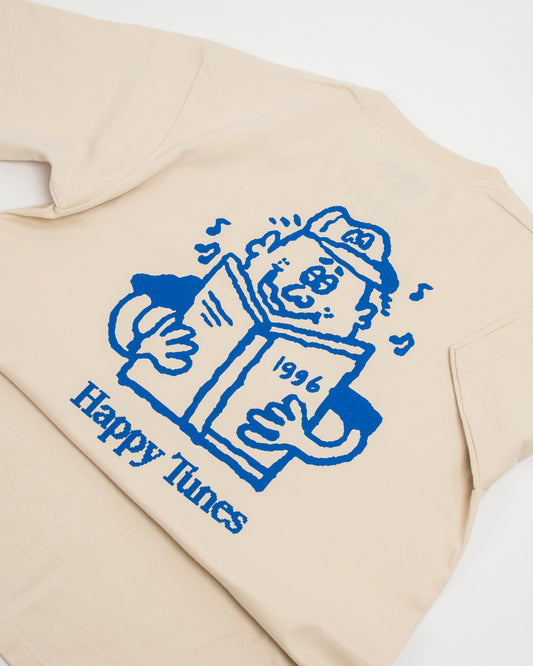 'Happy Tunes Book' Tee (Soy Milk)