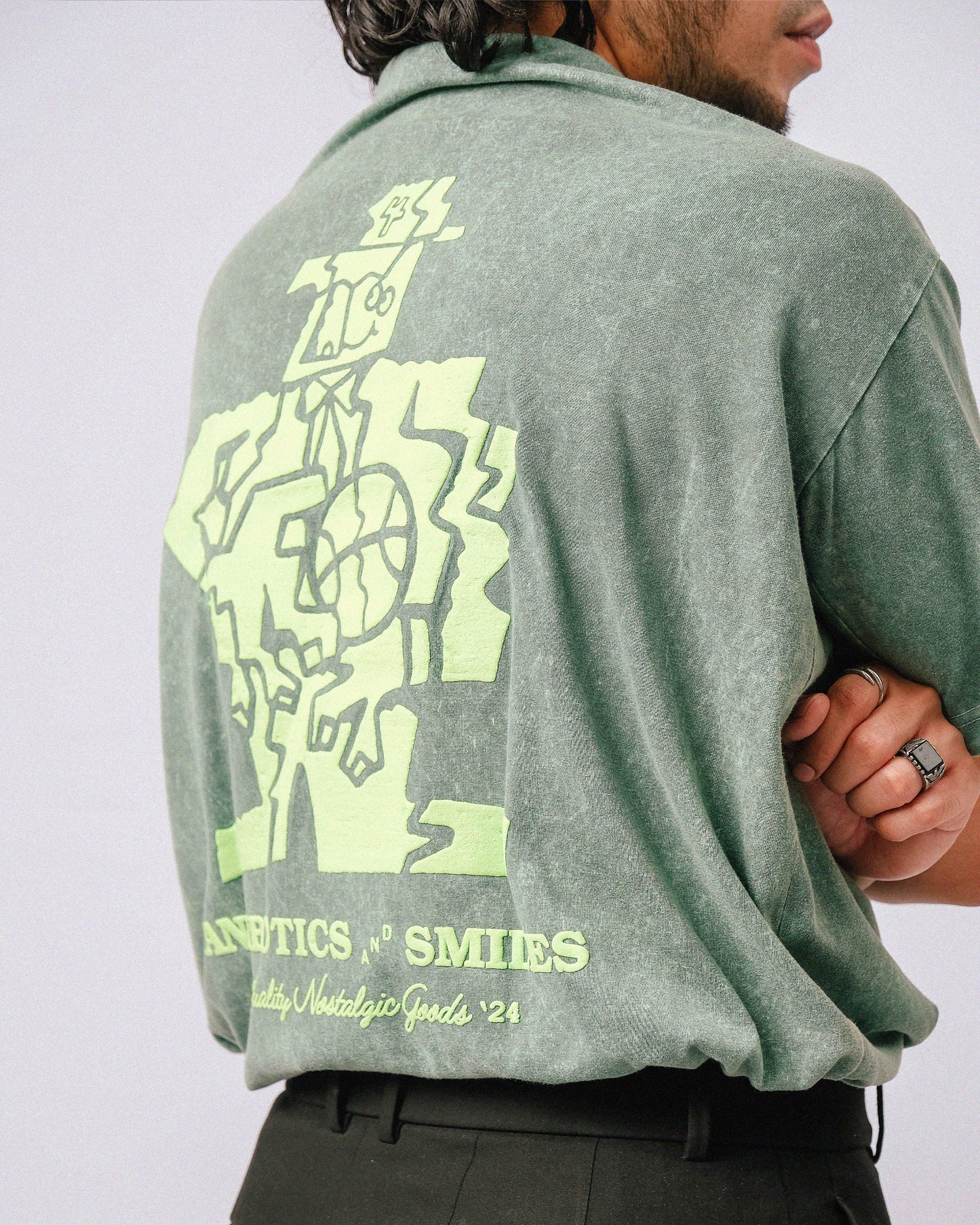 'Draft Day' SS Oversized Acid Washed Tee (Green)