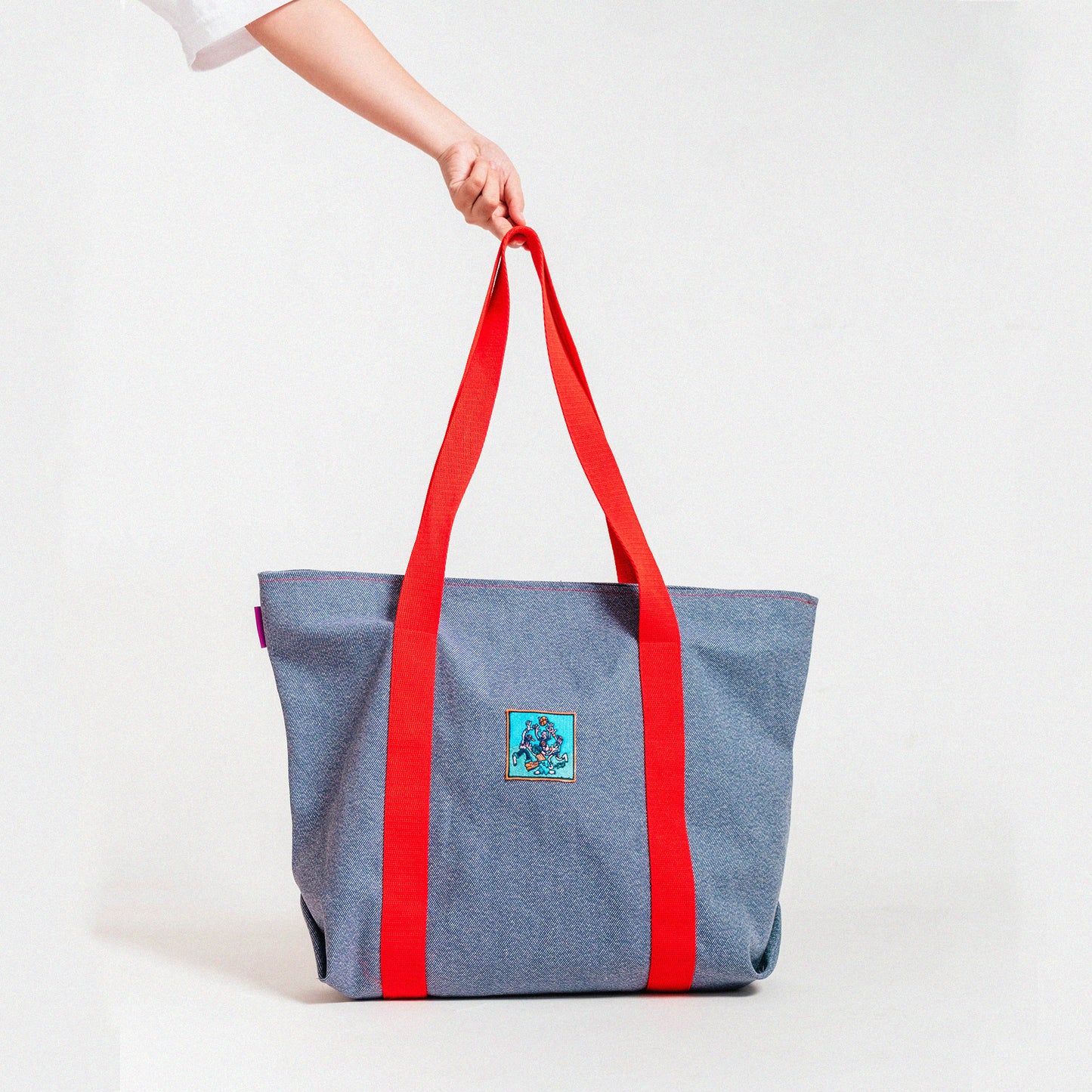 'Jump Ball' Large Denim Tote Bag