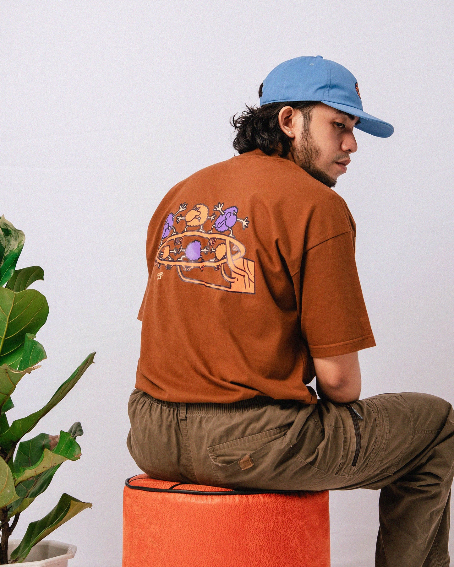 'Zone' SS Flag Box Tee (Brown)