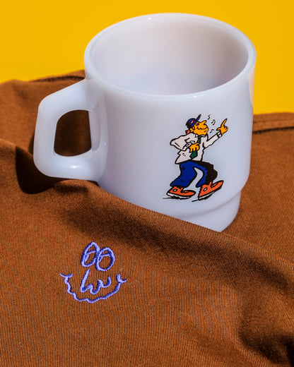 'Smile Scribble' Embroidered SS Tee (Brown)
