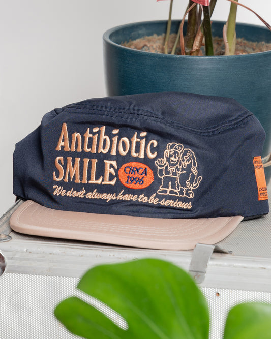 'Mechanic' Pillbox Hat (Navy Blue/Beige)