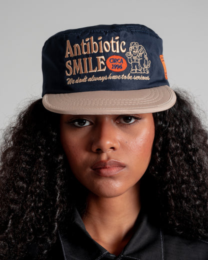 'Mechanic' Pillbox Hat (Navy Blue/Beige)