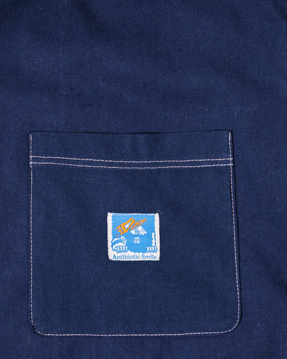 'Off Duty' SS Cotton Linen Box Button Up Shirt (Navy Blue)