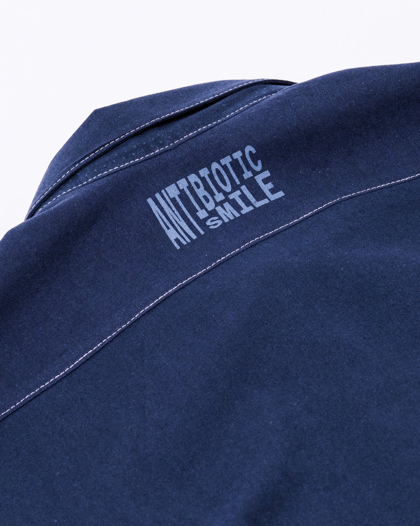 'Off Duty' SS Cotton Linen Box Button Up Shirt (Navy Blue)