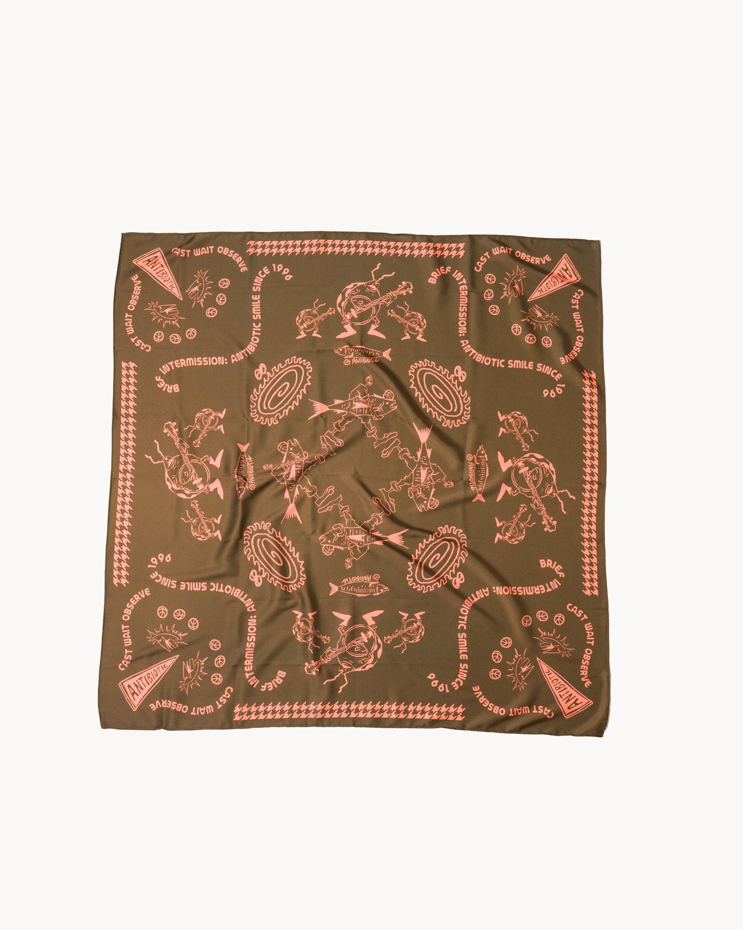 'Echoes' Silk Bandana (Olive)