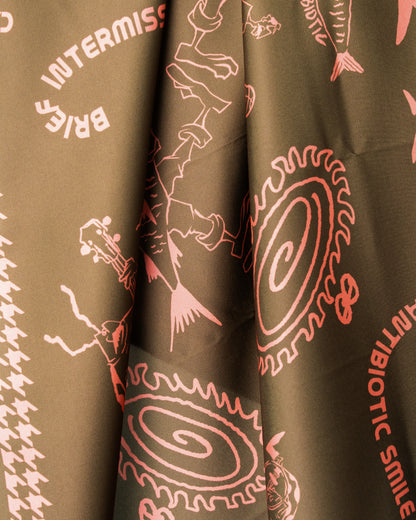 'Echoes' Silk Bandana (Olive)