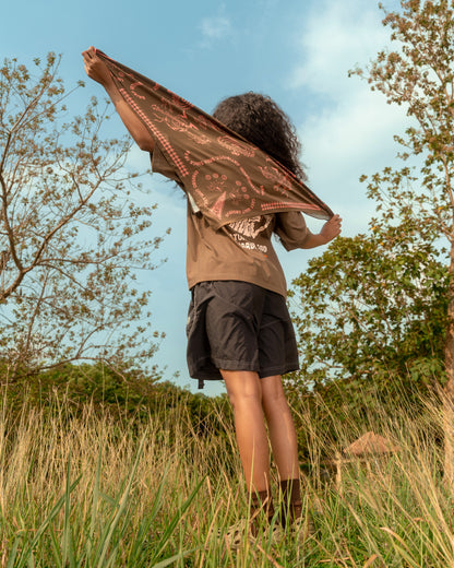 'Echoes' Silk Bandana (Olive)