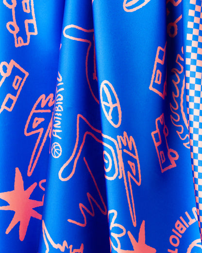 'Scope' Silk Bandana (Blue)
