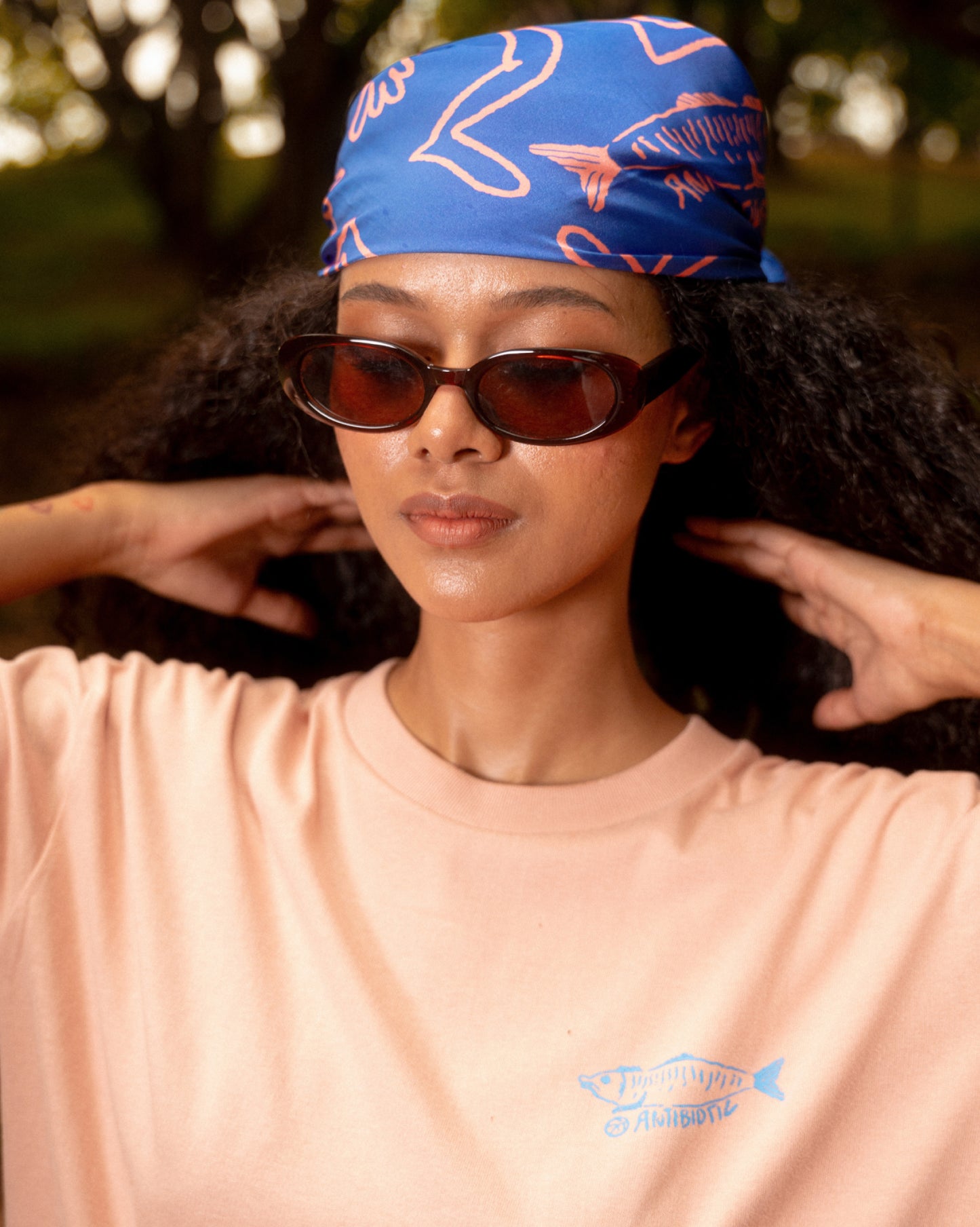 'Scope' Silk Bandana (Blue)