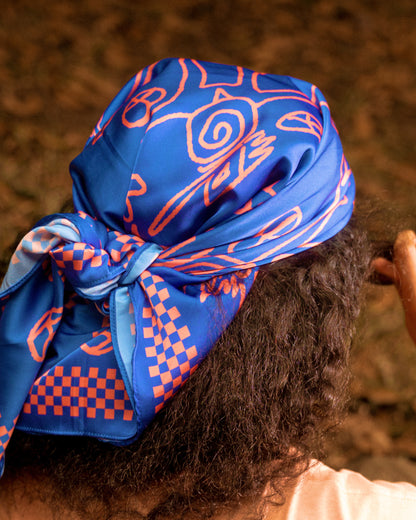 'Scope' Silk Bandana (Blue)