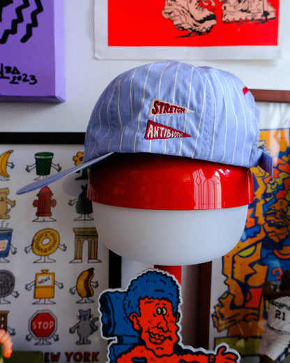 'TONY' Pick & Roll Hat - Stretch Four- Blue Pinstripe Supima Fabric (Made in Japan)