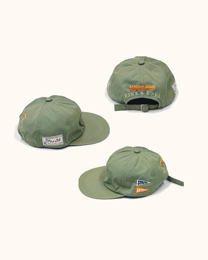 'TONY' Pick & Roll Hat - Stretch Four- Green Hakeme Fabric (Made in Japan)