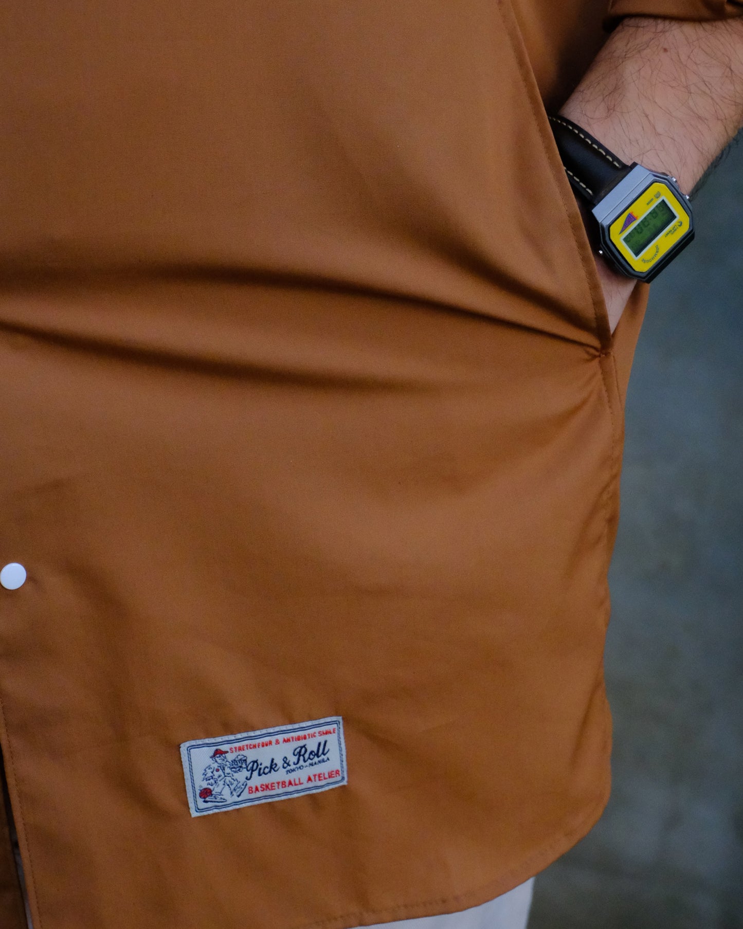 'CASTLE' Roster Shirt - Stretch Four -Brown (Made in Japan)