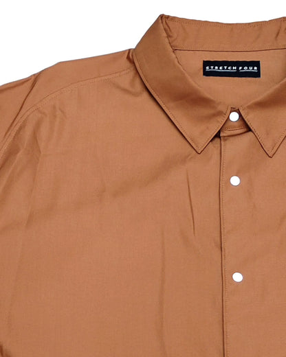 'CASTLE' Roster Shirt - Stretch Four -Brown (Made in Japan)