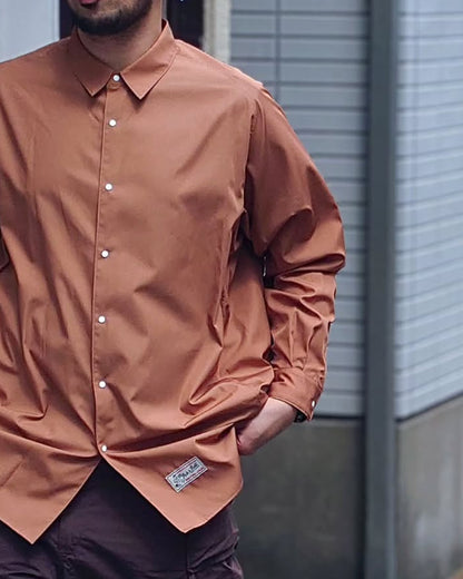 'CASTLE' Roster Shirt - Stretch Four -Brown (Made in Japan)